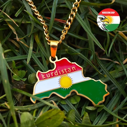 kolye-gld Kurdistan Kolyesi Gold (Sarı) Renkli & Yazılı | Paslanmaz Çelik