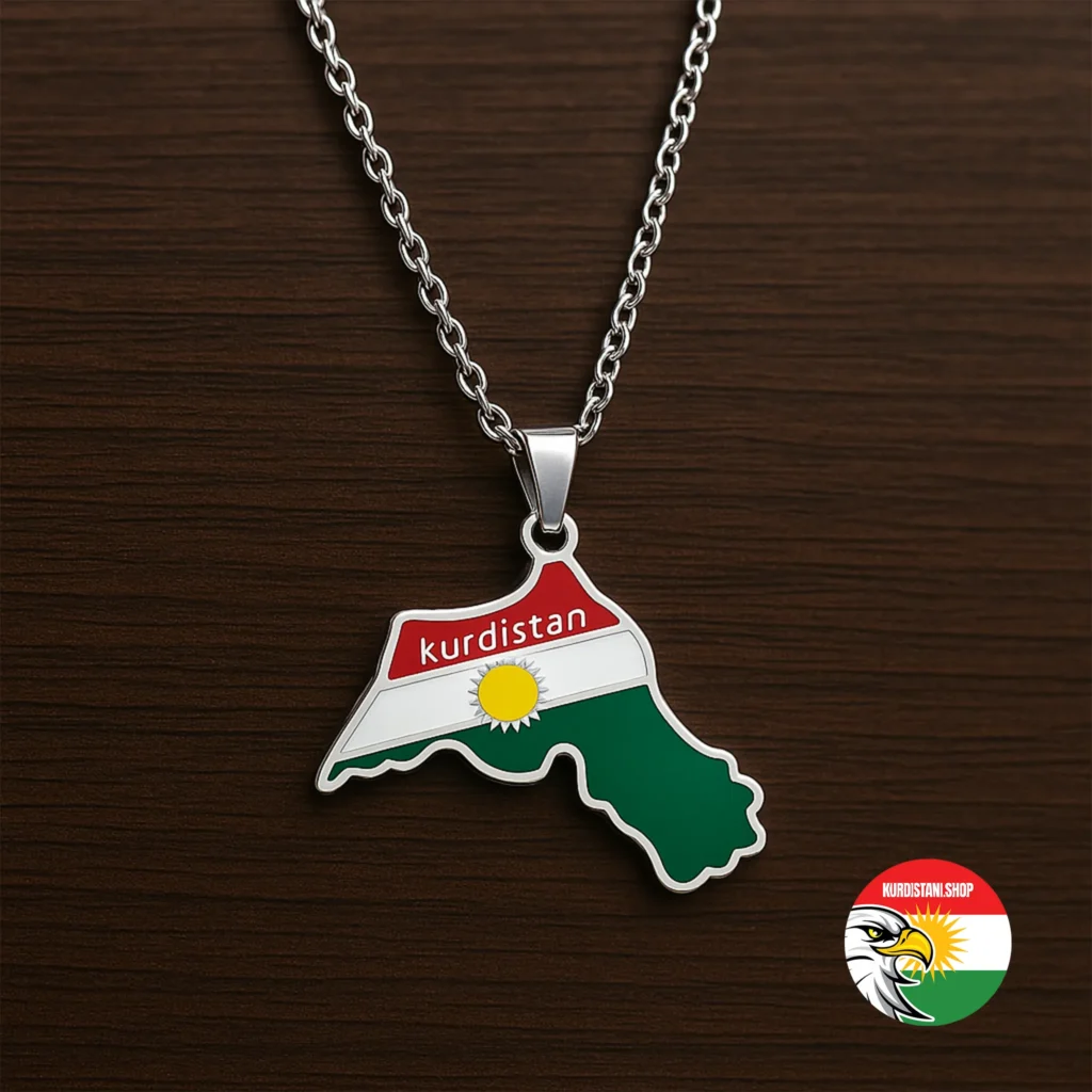 Kurdistan Kolyesi Gümüş (Gri) Renkli Paslanmaz Çelik