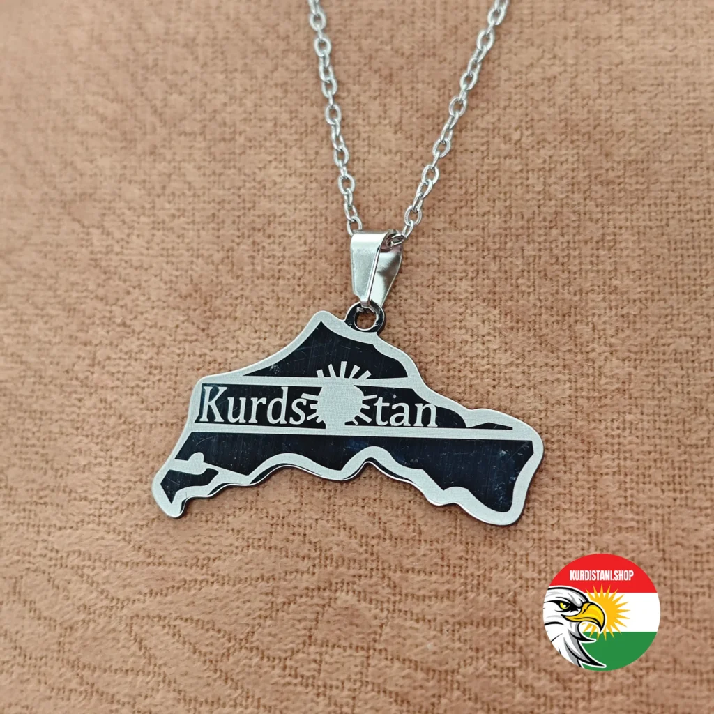 renksiz-silver Kurdistan Haritası Kolyesi Silver (Gri) Renksiz Paslanmaz Çelik
