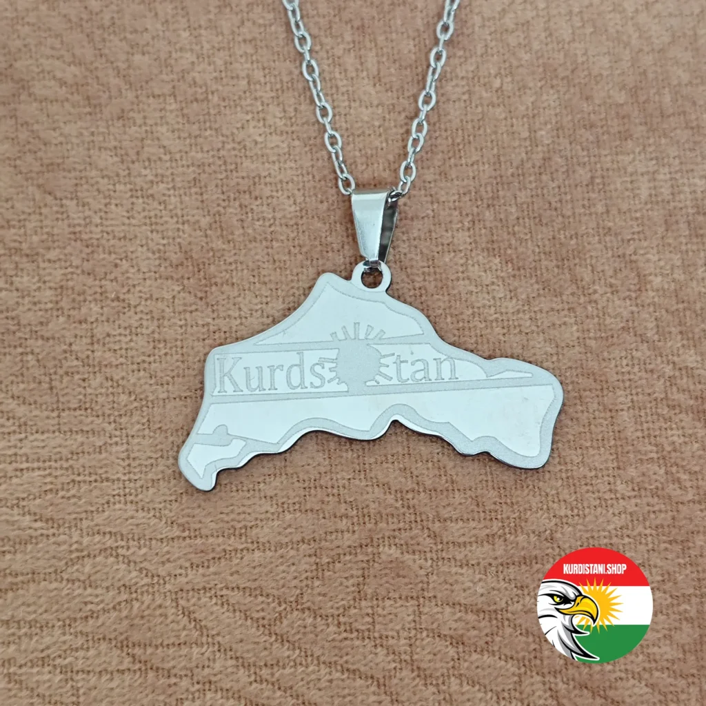 renksiz-silver-2 Kurdistan Haritası Kolyesi Silver (Gri) Renksiz Paslanmaz Çelik