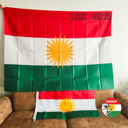 Kürdistan Bayrağı 150x200 cm Tek Taraf Baskılı Saten Kumaş Devasa Boy