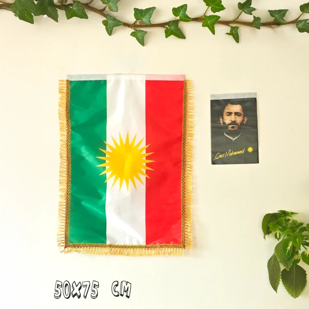 Kürdistan Bayrağı 50*75 cm Raşel Kumaş Püsküllü