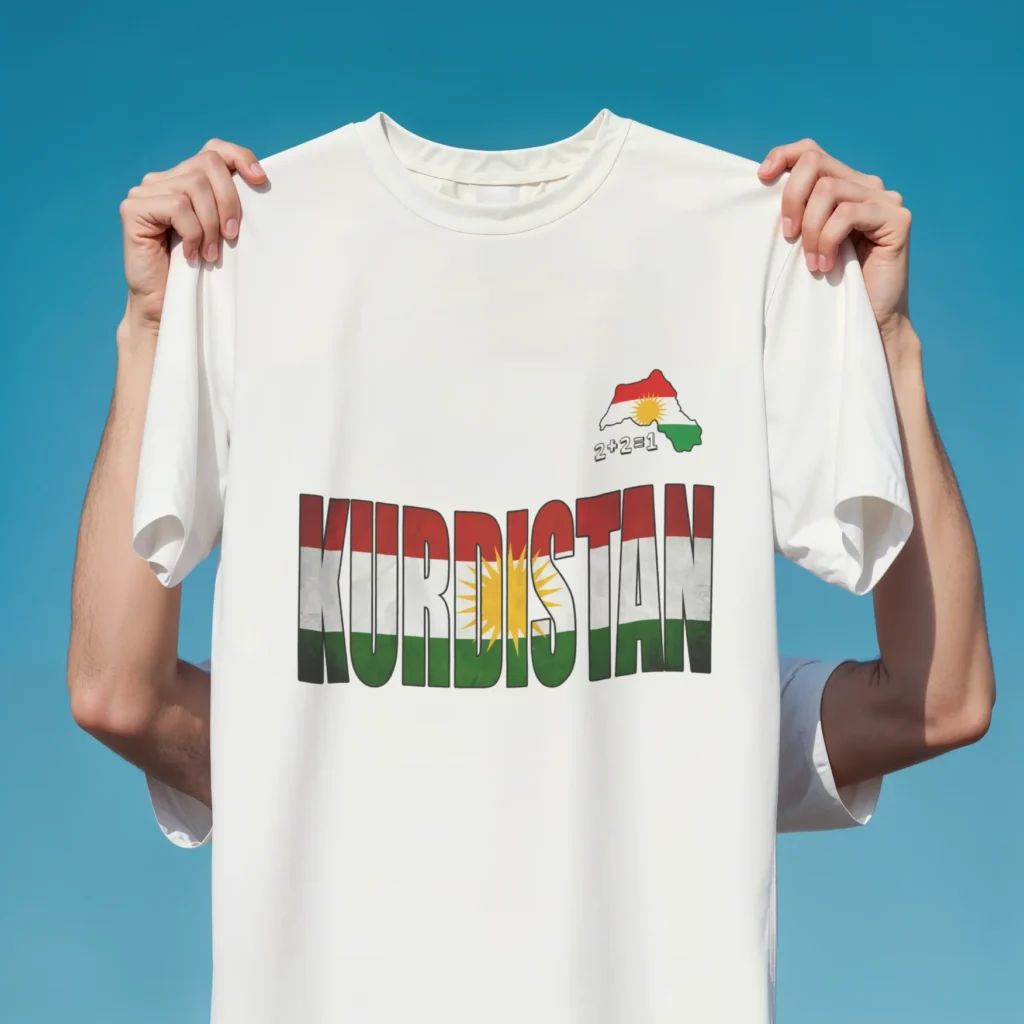 Kişiye Özel Baskılı Kurdistani Tişört Beyaz