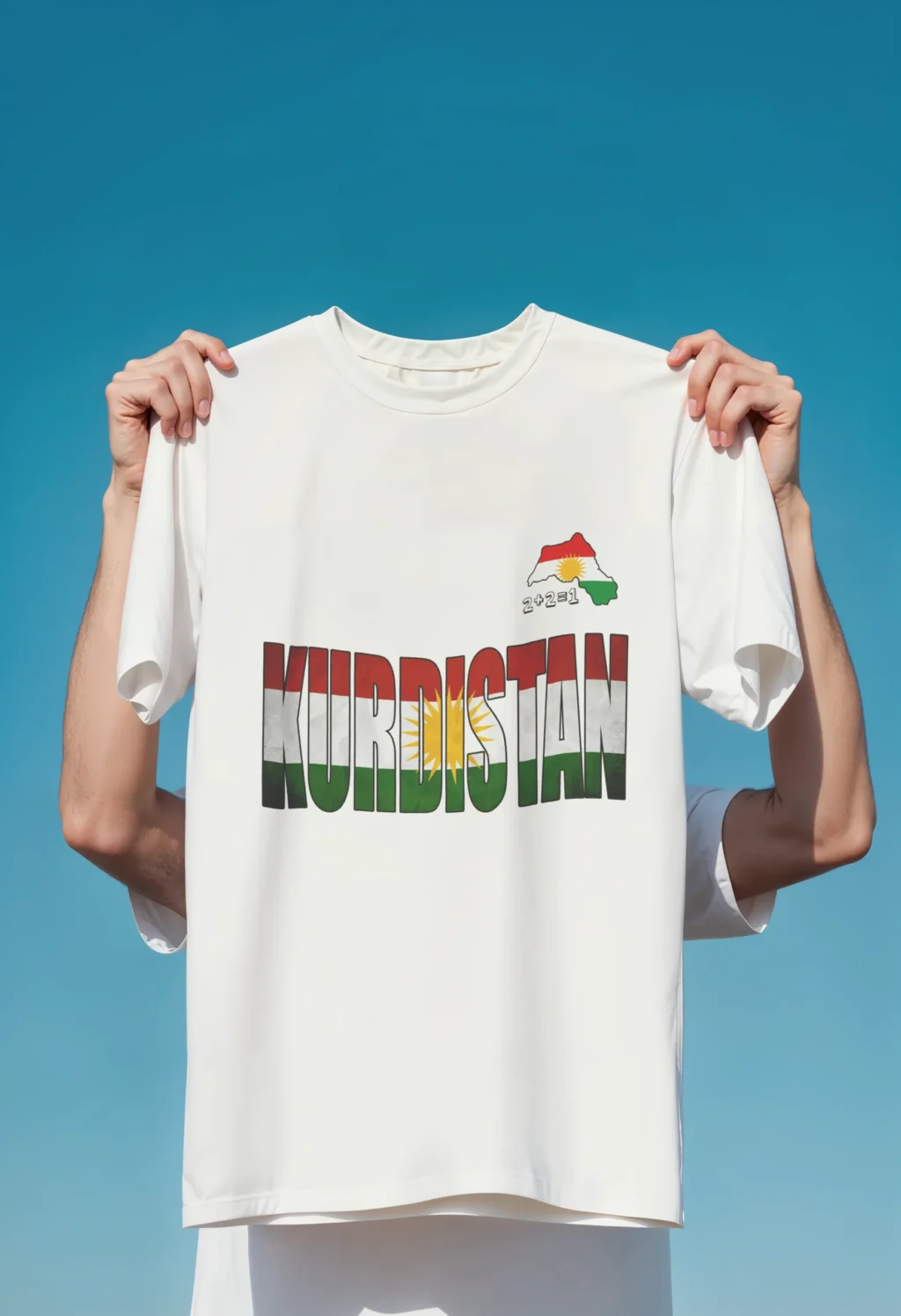 Kişiye Özel Baskılı Kurdistani Tişört Beyaz