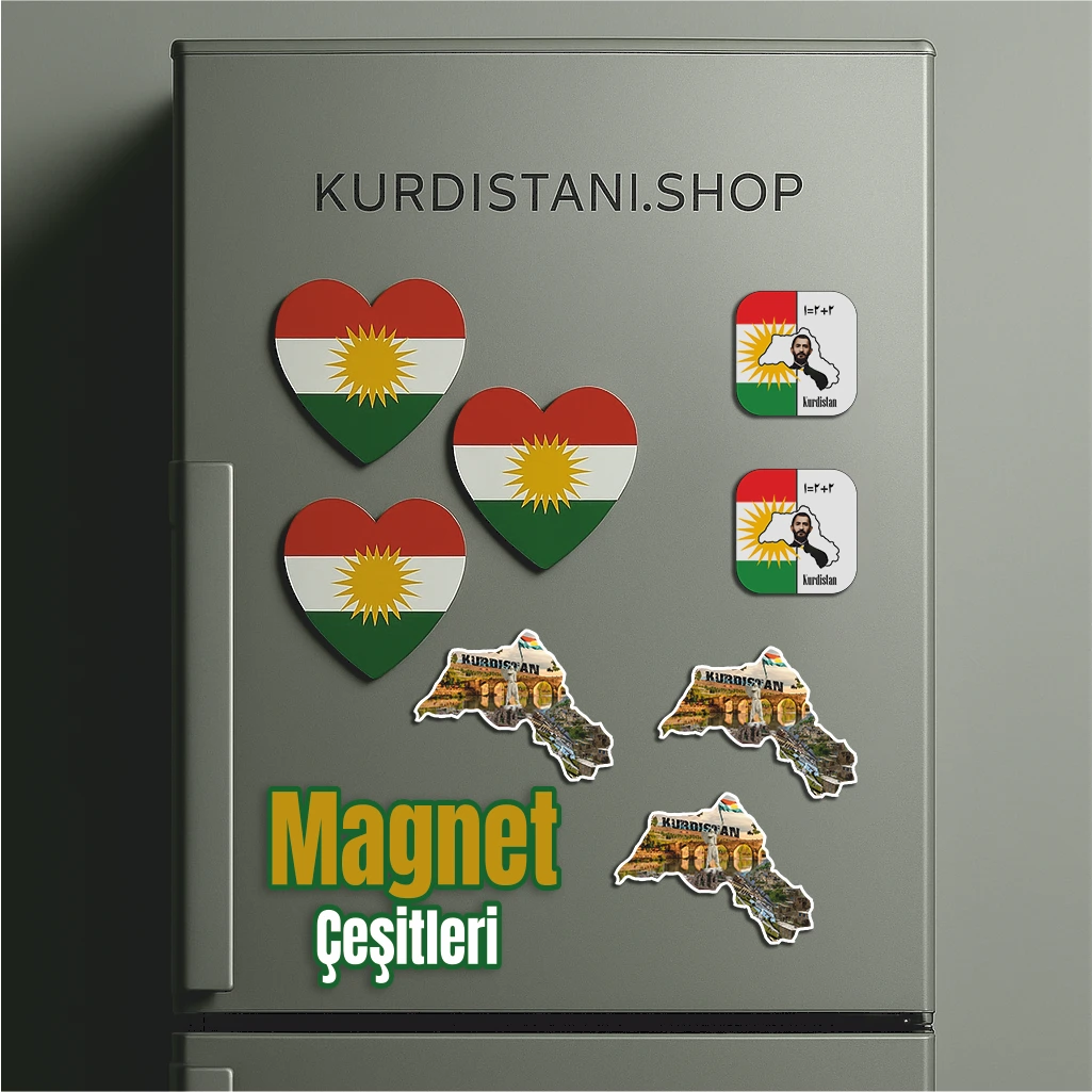 Kurdistan Haritası Magnet | 4 Parça Kurdistan Nostaloji Magnet
