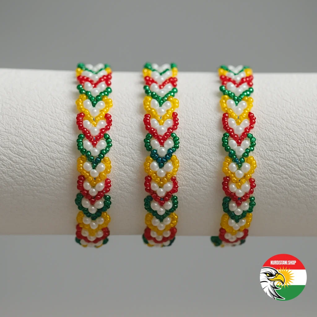 Kürdistan Renkli Kalp Boncuk Bileklik 1 Adet