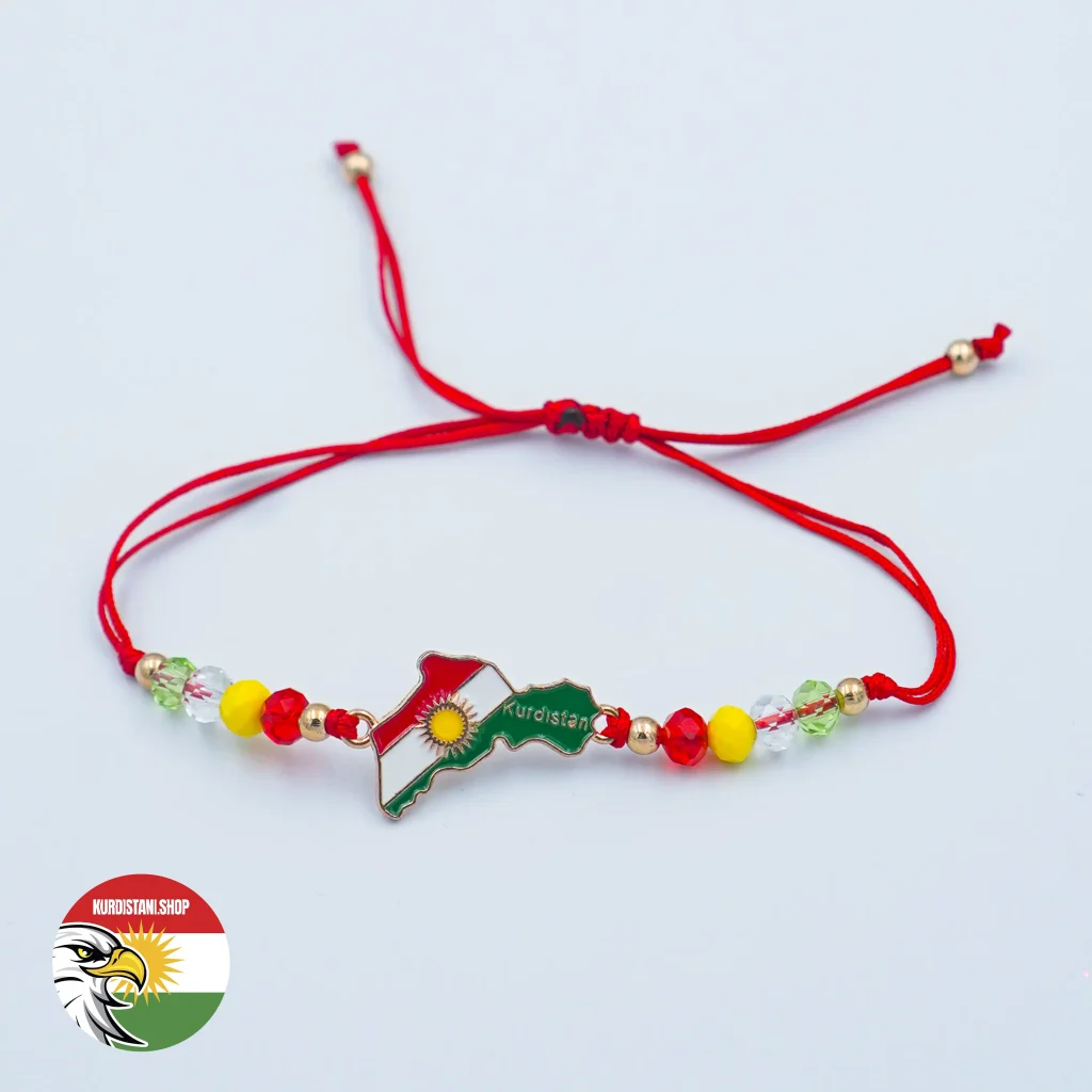Kurdistan Haritalı Siyah ve Kırmızı İpli Bileklik