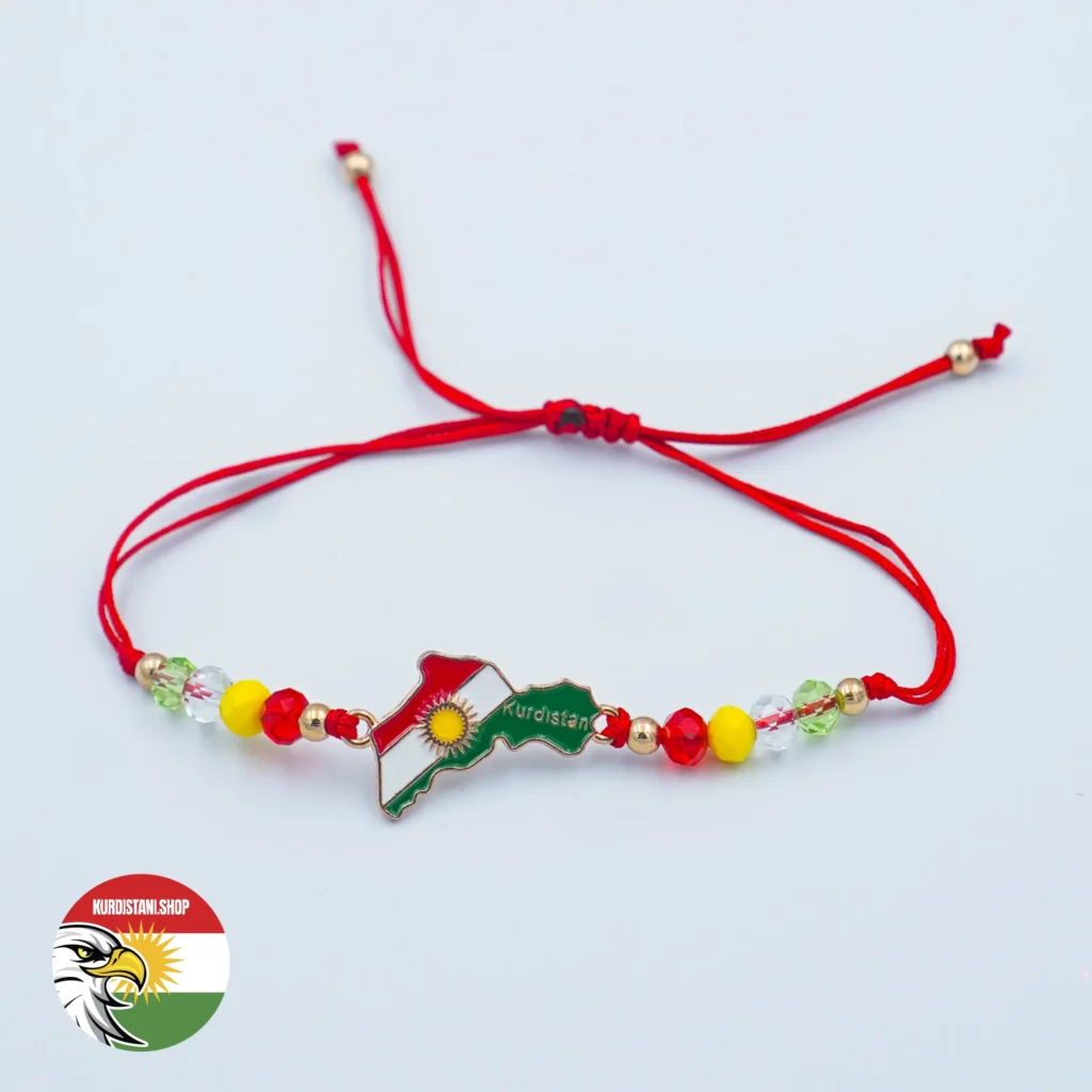 Kurdistan Haritalı Siyah ve Kırmızı İpli Bileklik