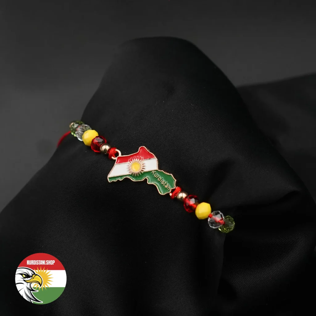 Kurdistan Haritalı Siyah ve Kırmızı İpli Bileklik