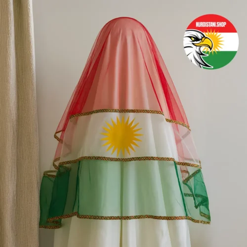 Kurdistan Bayraklı Gelin Duvak | Özel Püskül Dikimli