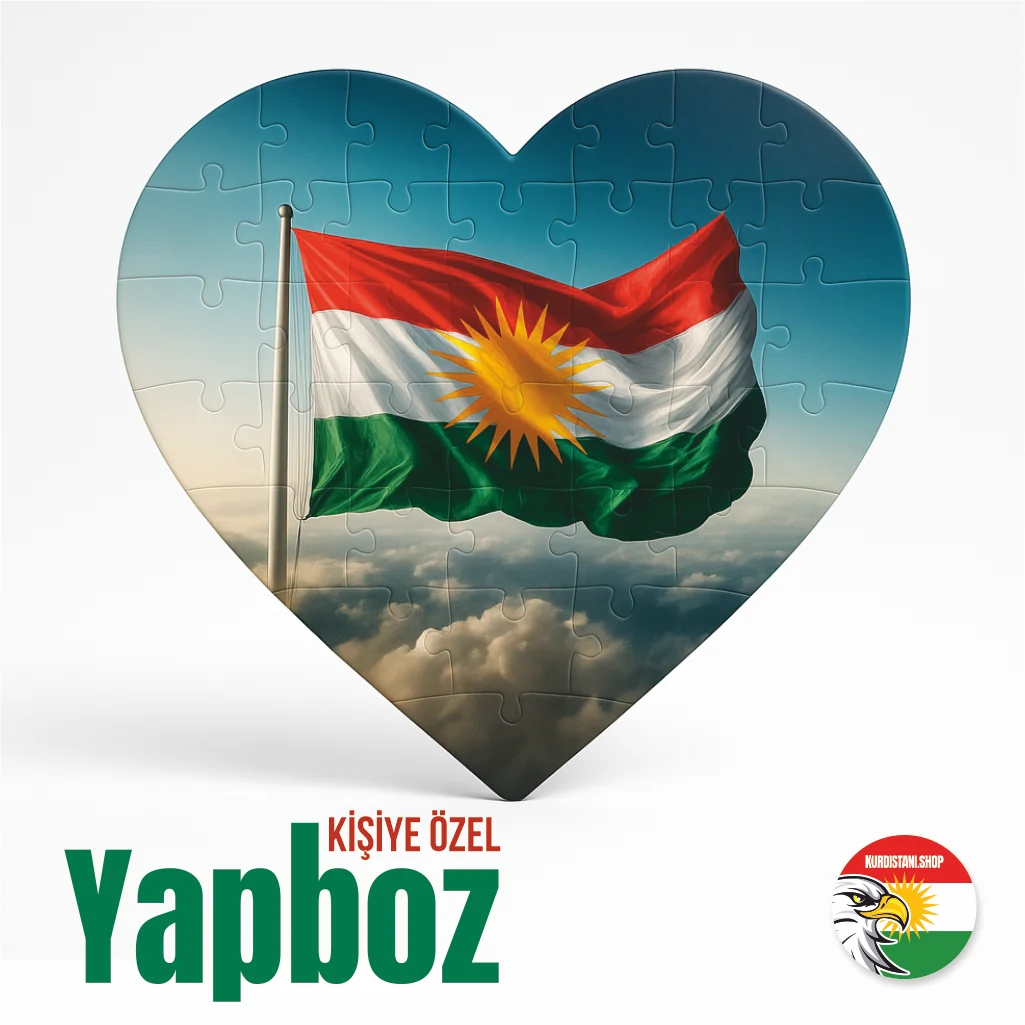 Kişiye Özel Tasarımlı Kalp Yapboz (Puzzle) Kürdistan Yap-boz