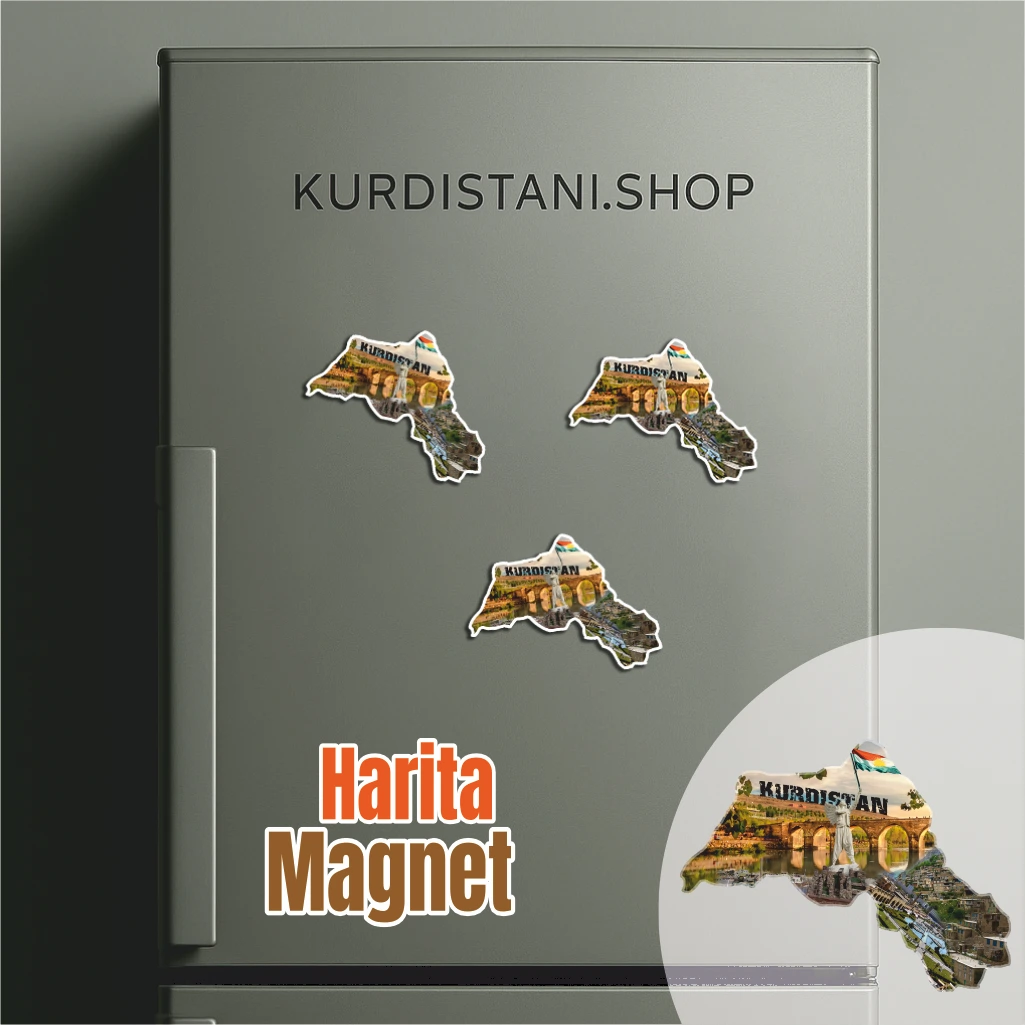 Kurdistan Haritası Magnet | 4 Parça Kurdistan Nostaloji Magnet
