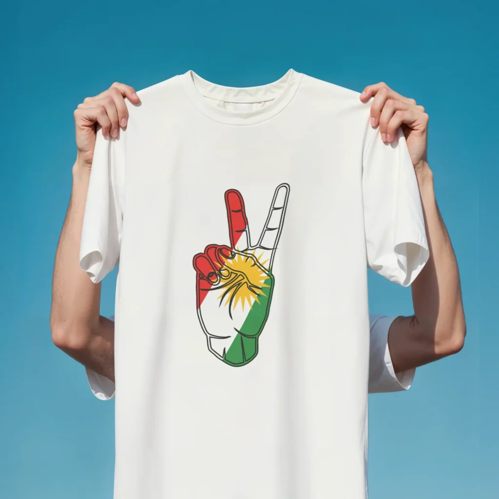 Kişiye Özel Baskılı Kurdistani Tişört Beyaz