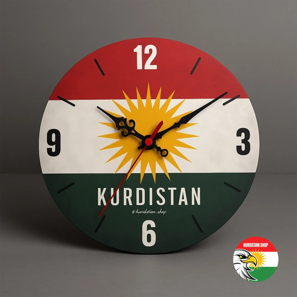 Kurdistan Bayraklı & Ahşap Duvar Saati