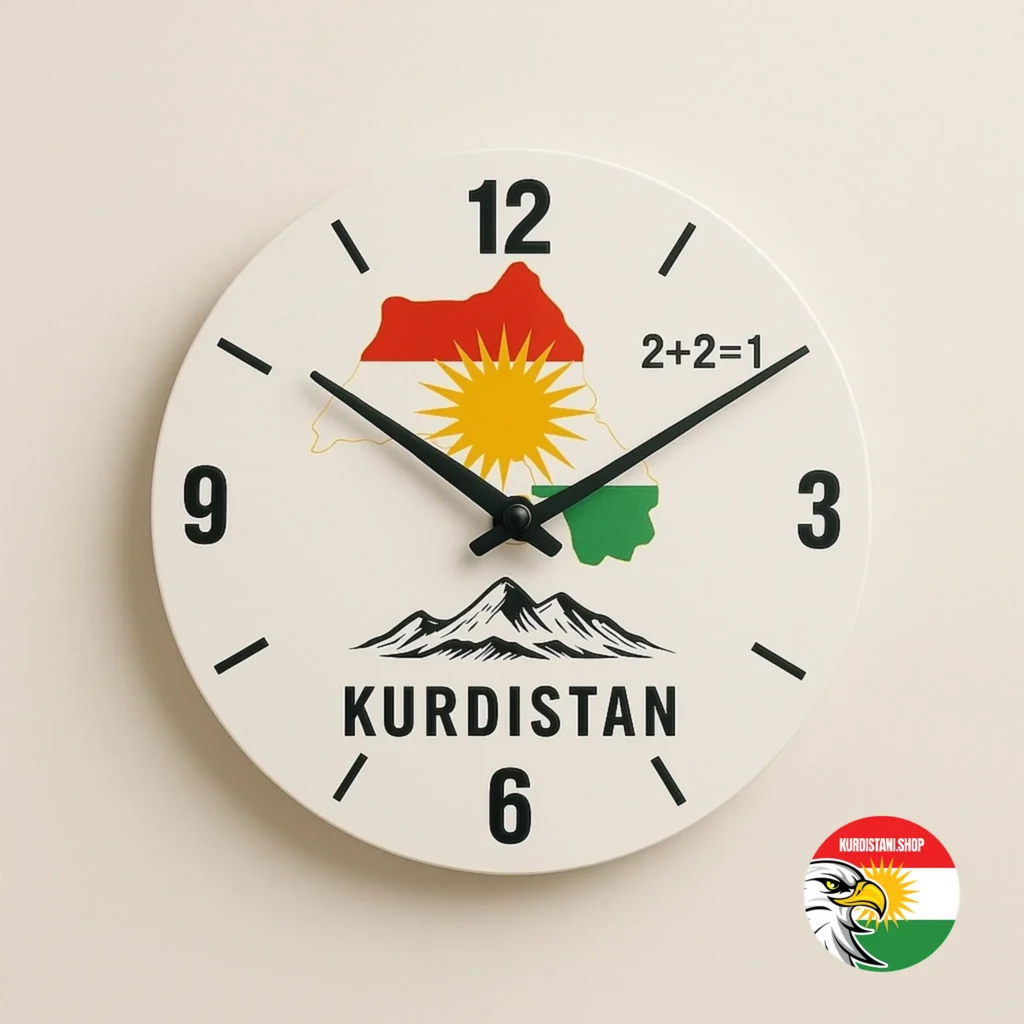 Kurdistan Bayraklı & Ahşap Duvar Saati