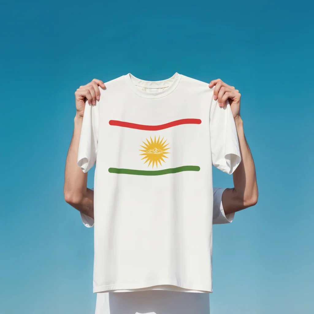 Kişiye Özel Baskılı Kurdistani Tişört Beyaz