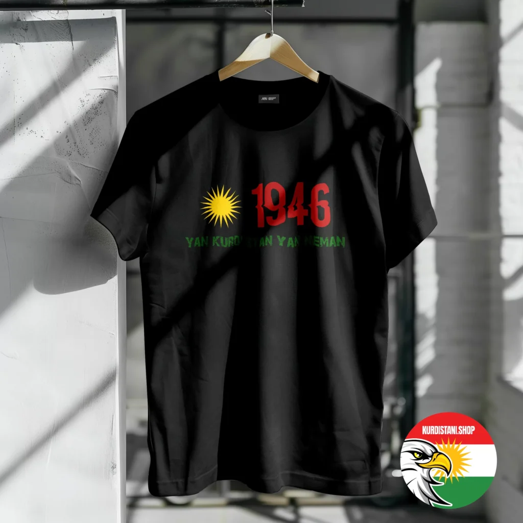 Kaliteli Baskı Kurdistani Tişörtler Siyah Penye Kumaş