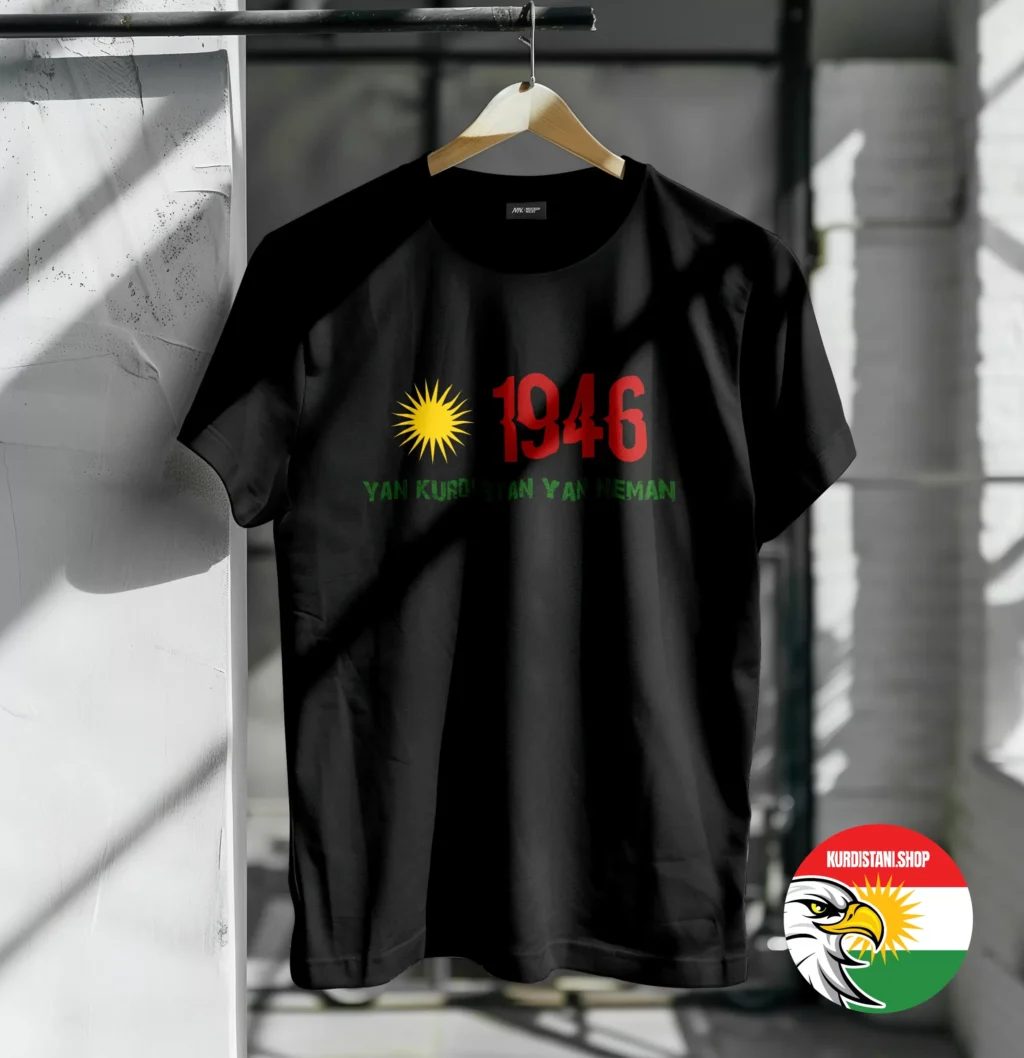 Kaliteli Baskı Kurdistani Tişörtler Siyah Penye Kumaş