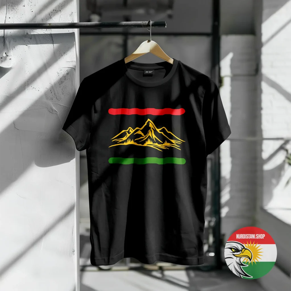 Kaliteli Baskı Kurdistani Tişörtler Siyah Penye Kumaş