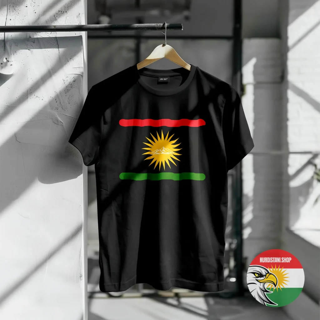 Kaliteli Baskı Kurdistani Tişörtler Siyah Penye Kumaş