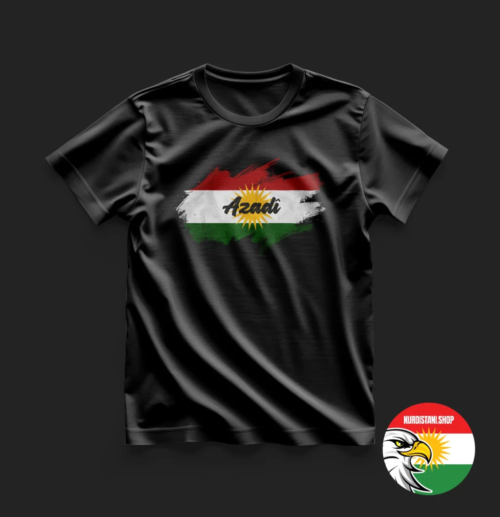 Kaliteli Baskı Kurdistani Tişörtler Siyah Penye Kumaş