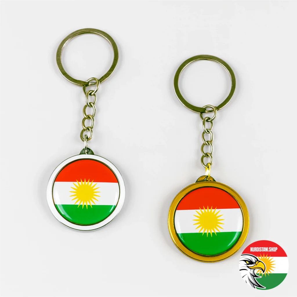 Kurdistan Bayraklı Anahtarlık | Çift Taraflı Damla Etiketli Şık Anahtarlık