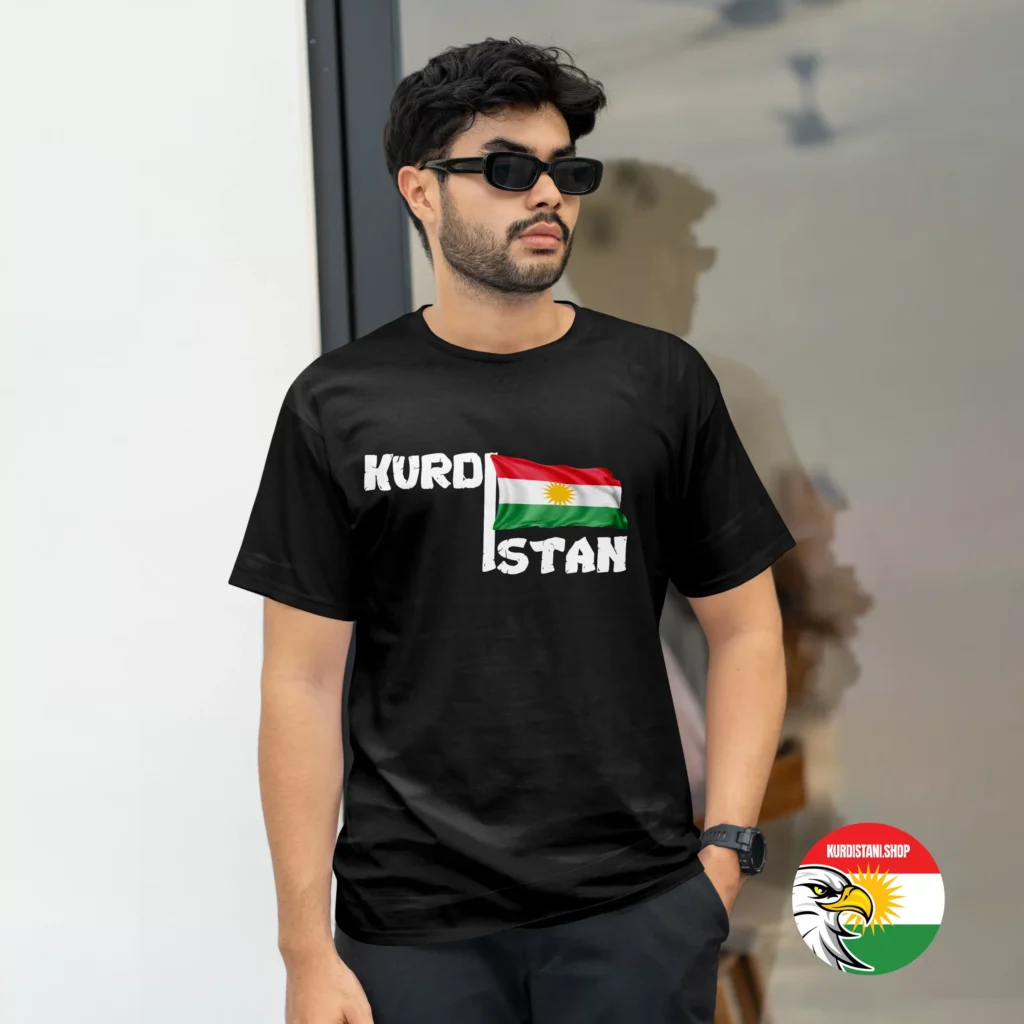 Kaliteli Baskı Kurdistani Tişörtler Siyah Penye Kumaş