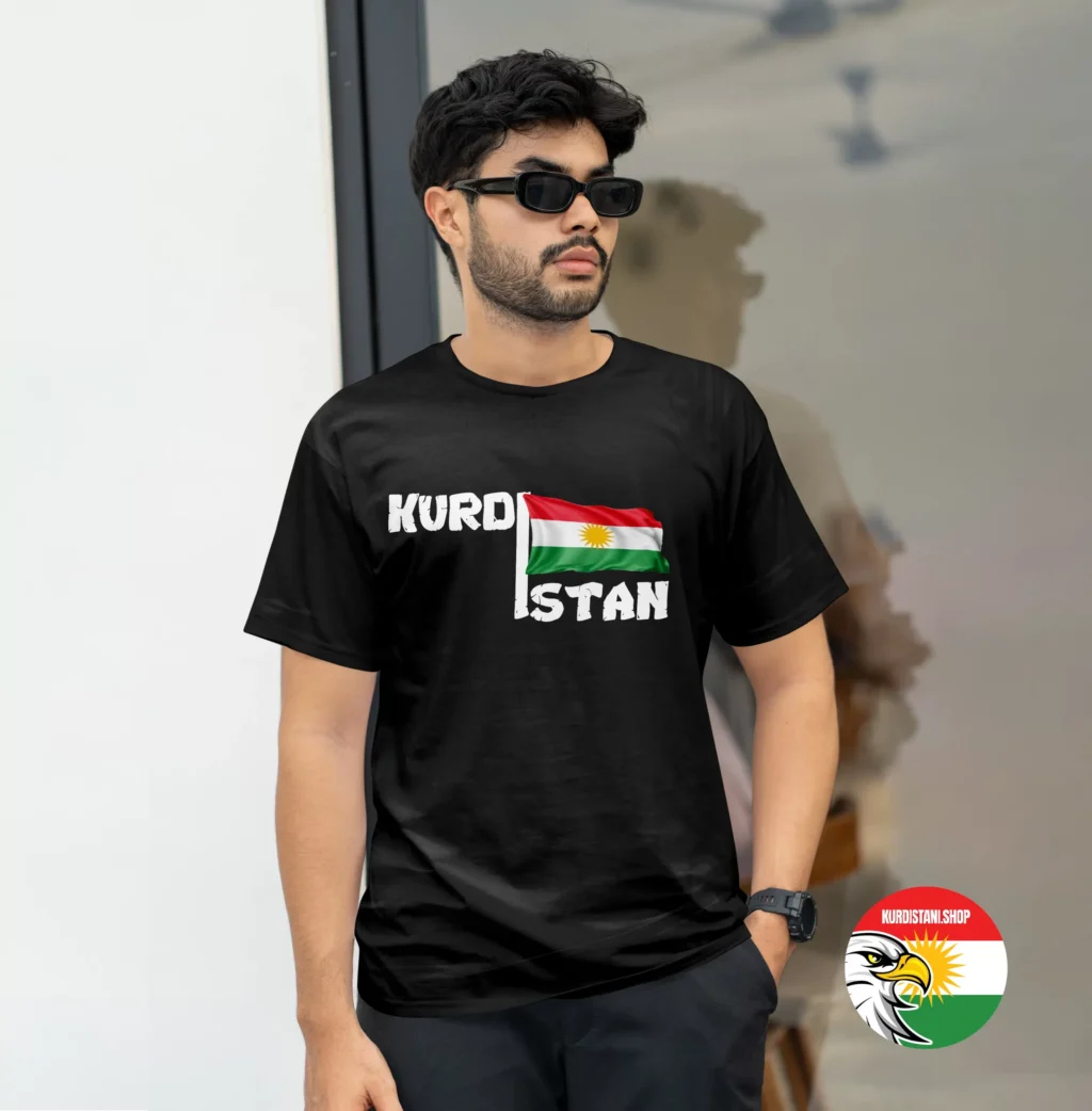 Kaliteli Baskı Kurdistani Tişörtler Siyah Penye Kumaş