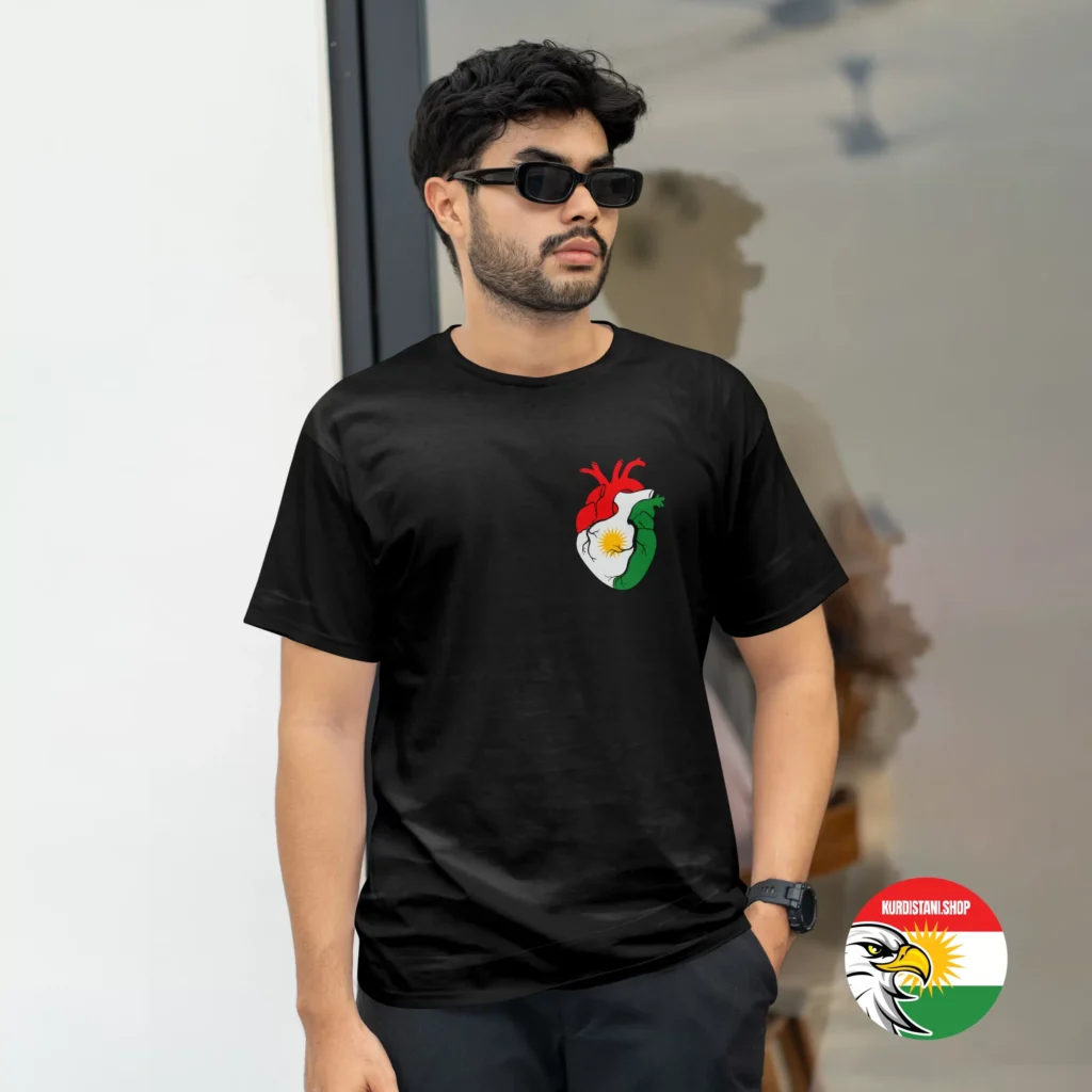 Kaliteli Baskı Kurdistani Tişörtler Siyah Penye Kumaş