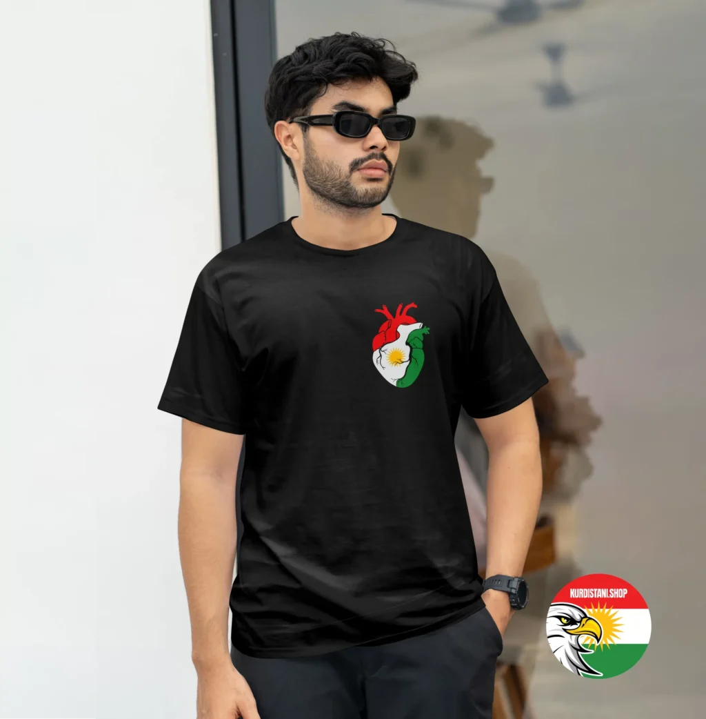 Kaliteli Baskı Kurdistani Tişörtler Siyah Penye Kumaş