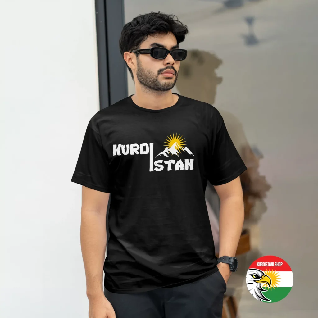 Kaliteli Baskı Kurdistani Tişörtler Siyah Penye Kumaş