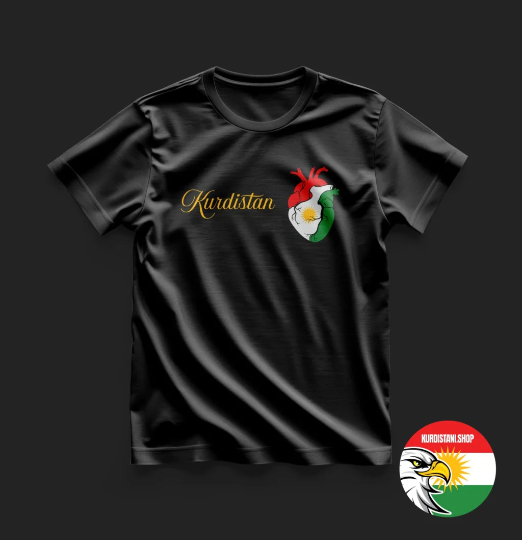 Kaliteli Baskı Kurdistani Tişörtler Siyah Penye Kumaş
