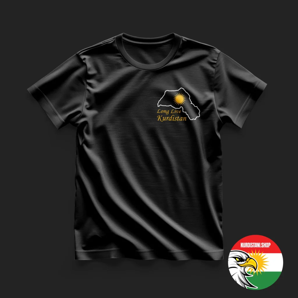 Kaliteli Baskı Kurdistani Tişörtler Siyah Penye Kumaş