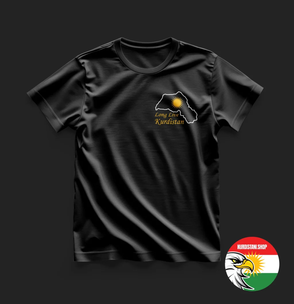 Kaliteli Baskı Kurdistani Tişörtler Siyah Penye Kumaş