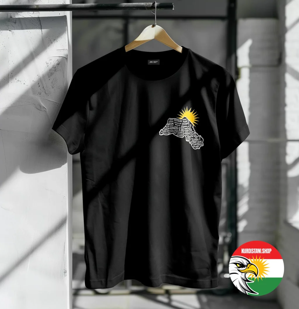 Kaliteli Baskı Kurdistani Tişörtler Siyah Penye Kumaş