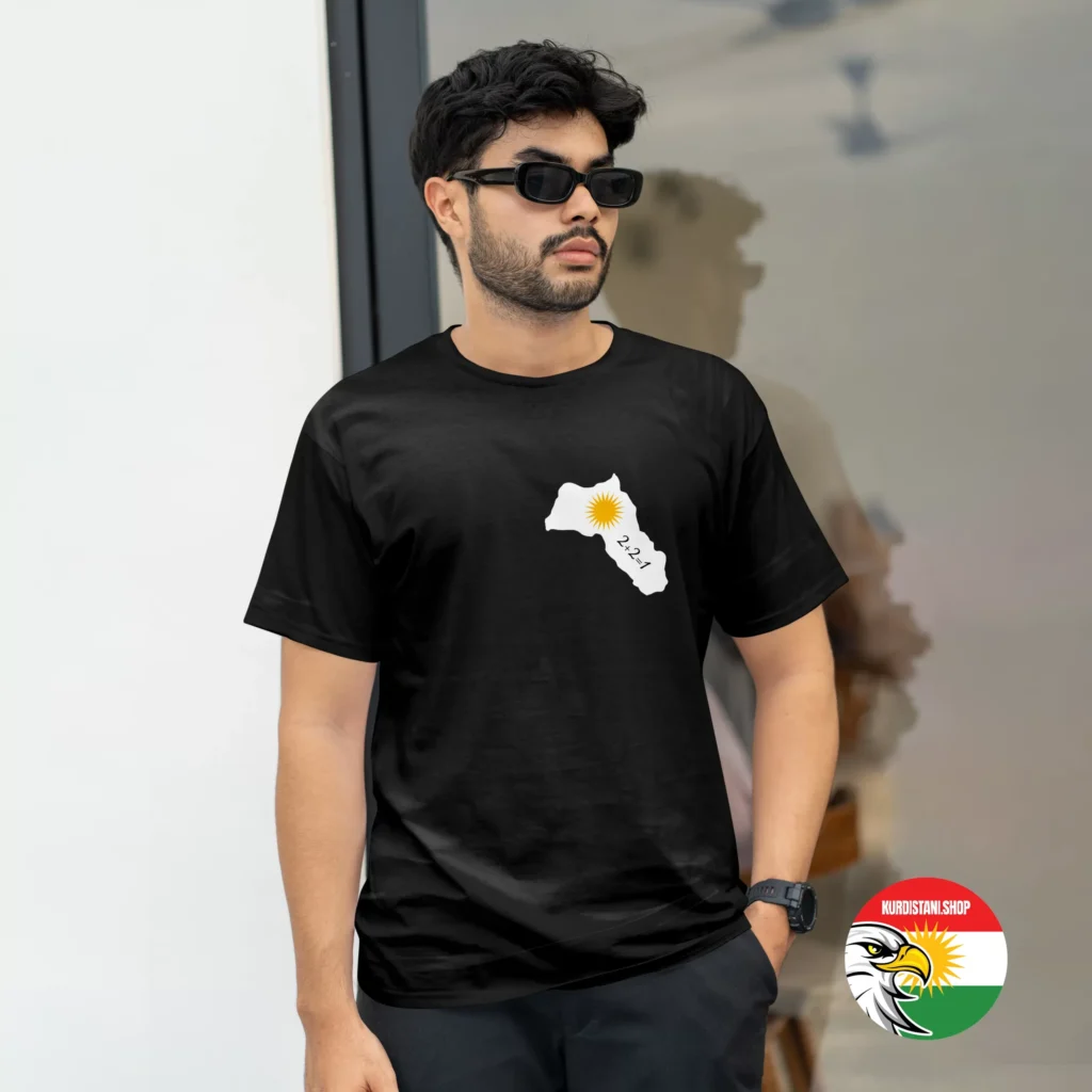 Kaliteli Baskı Kurdistani Tişörtler Siyah Penye Kumaş