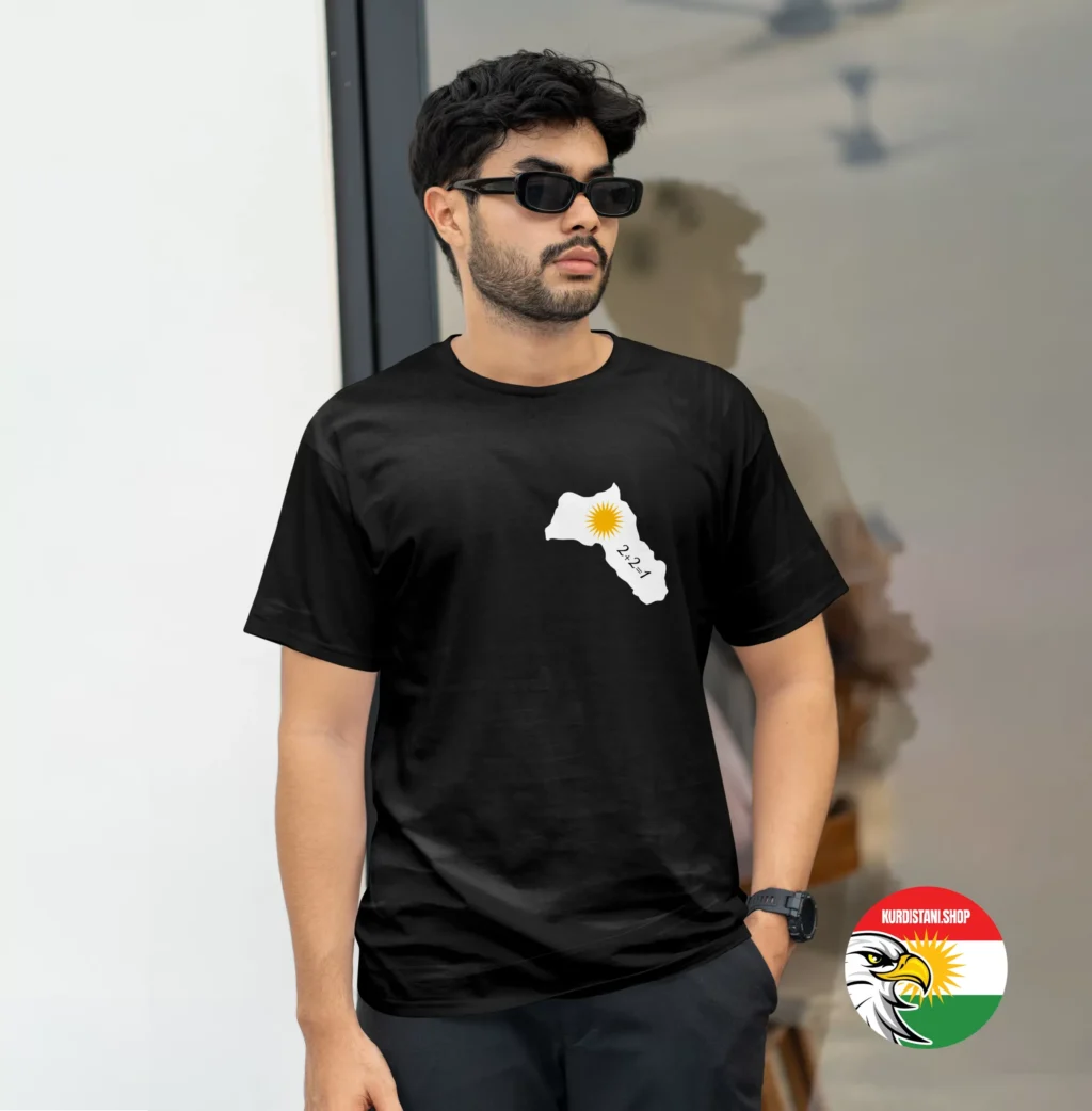 Kaliteli Baskı Kurdistani Tişörtler Siyah Penye Kumaş