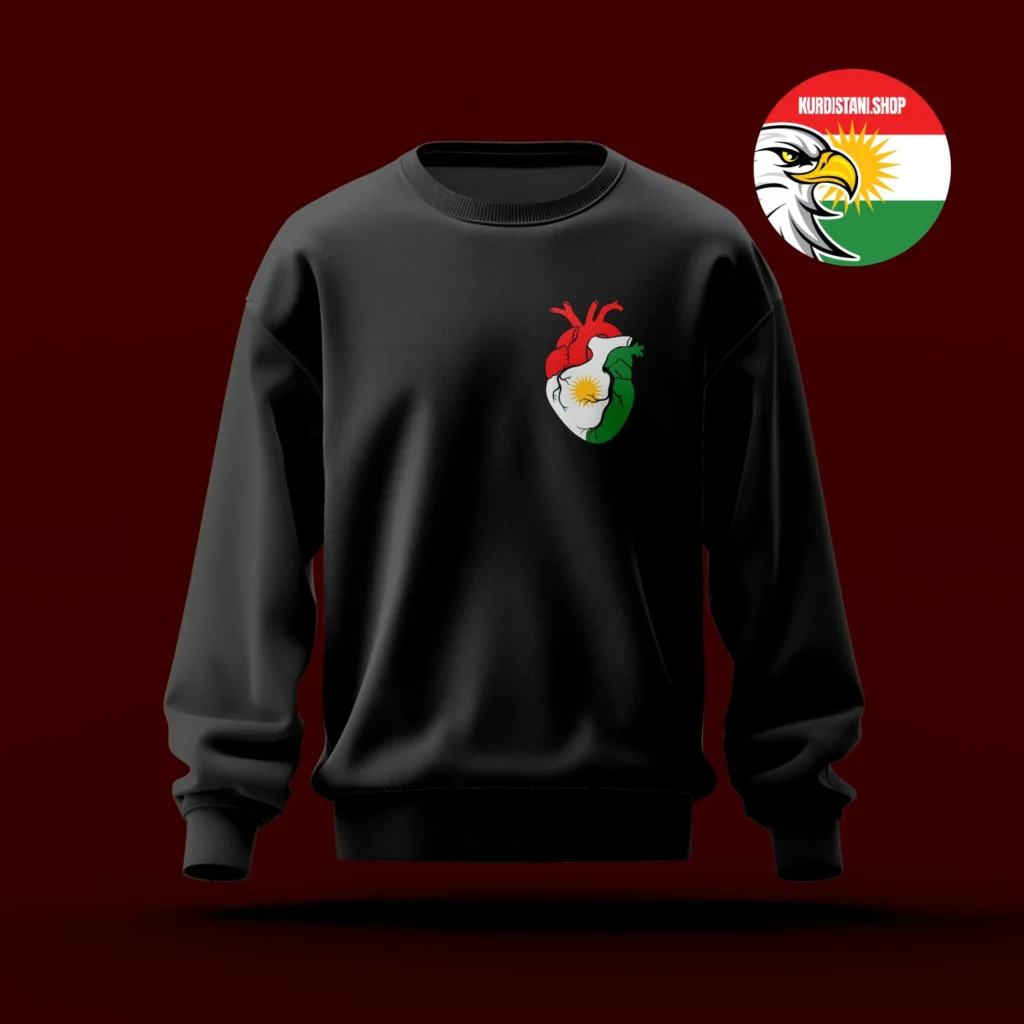 Siyah Kurdistan Sweatshirt Kışlık Uzun Kol Tişört