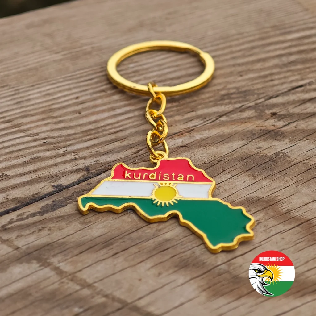 Kurdistan Haritalı Anahtarlık | Kurdistan Keychain | Gold (Sarı)