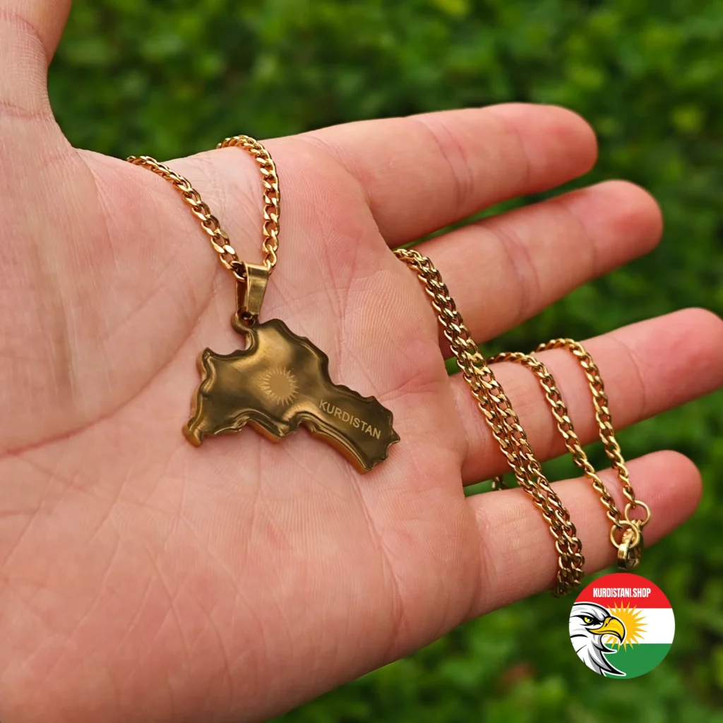Kurdistan Kolyesi Gold Sade Kurdistan Yazılı Paslanmaz Çelik