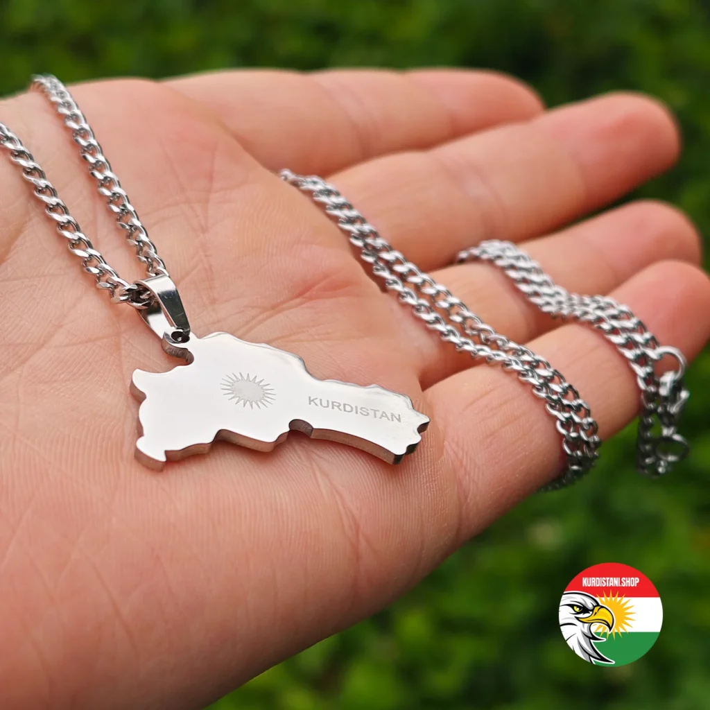 Kurdistan Kolyesi Gümüş Renkli Sade Kurdistan Yazılı Paslanmaz Çelik