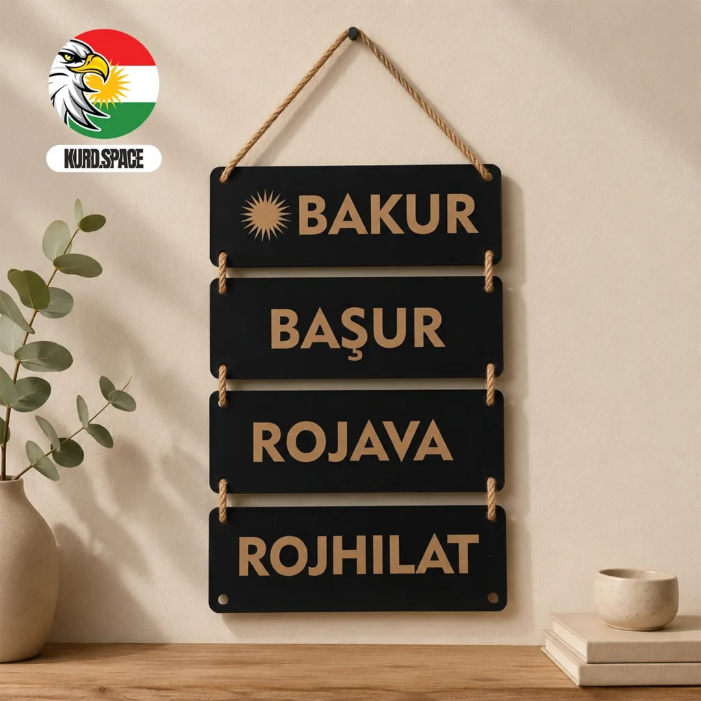 Kurdistan Bölgeleri 4 Parça Plaka Dekorasyon